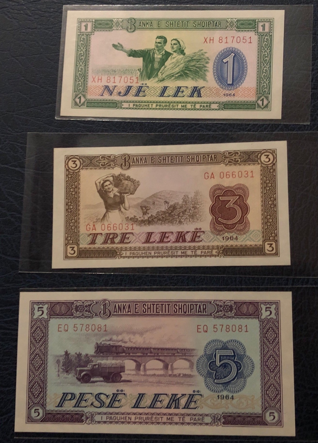 收藏联盟第七十九期拍卖 1964年阿尔巴尼亚列克一套 中国代印 AUNC-UNC 部分有微折