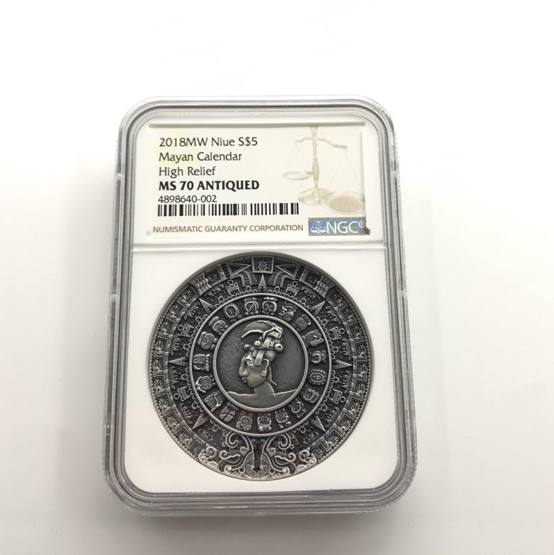 【随心拍】现代金银币拍卖第十期 纽埃仿古高浮雕系列玛雅日历