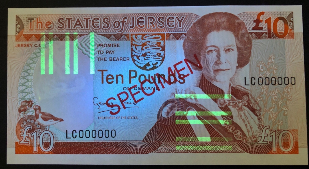 收藏联盟第七十九期拍卖 泽西10镑 样钞 UNC