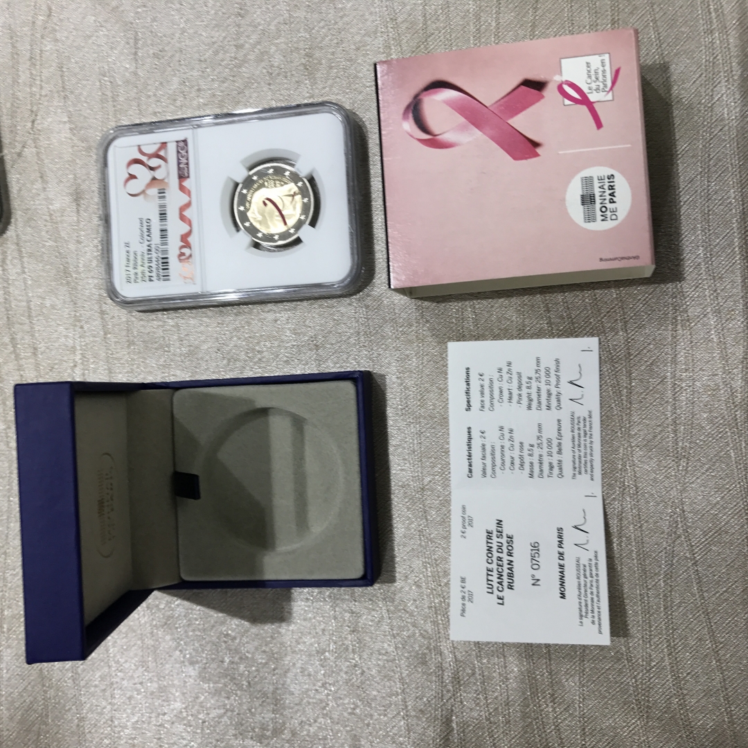 【随心拍】现代金银币拍卖第十期 [获奖币]ngc69法国乳腺癌防治运动红丝带25周年纪念精制双金属币