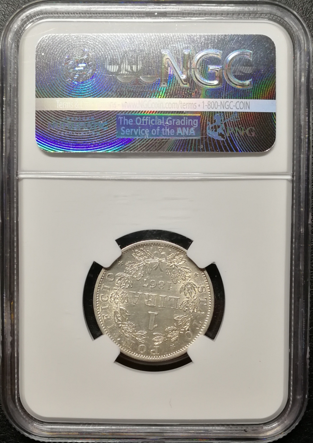 凡希社世界钱币微拍第七十九期 1867梵蒂冈里拉NGC-MS62