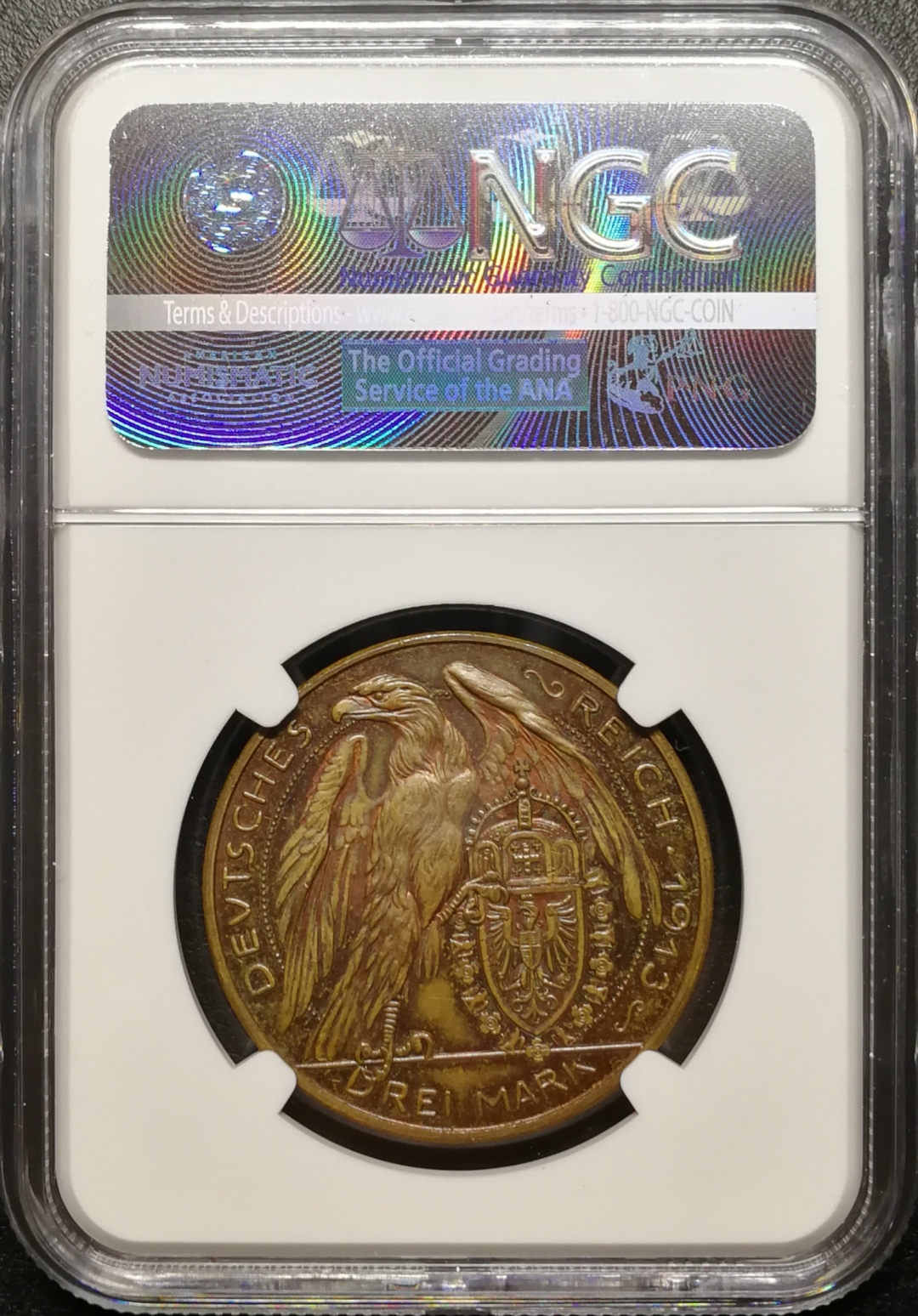 凡希社世界钱币微拍第七十九期 1913巴伐利亚3马克银币铜样NGC-PF64