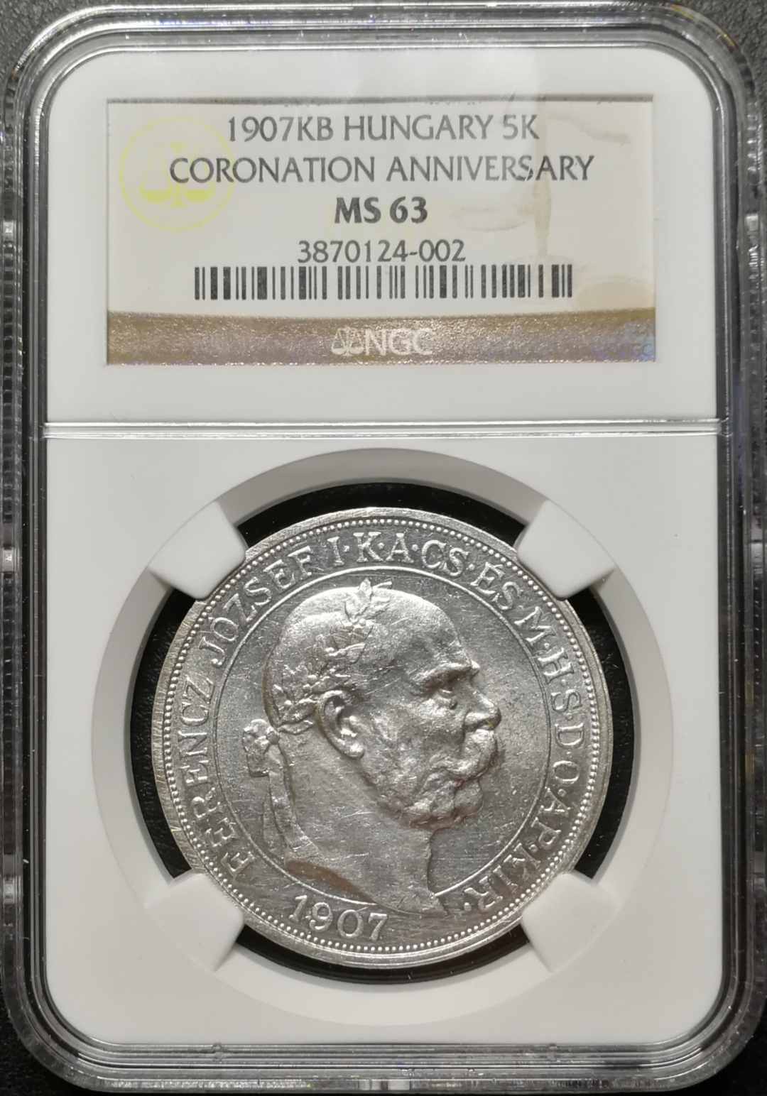 凡希社世界钱币微拍第七十九期 1907奥地利加冕5克朗NGC-MS63