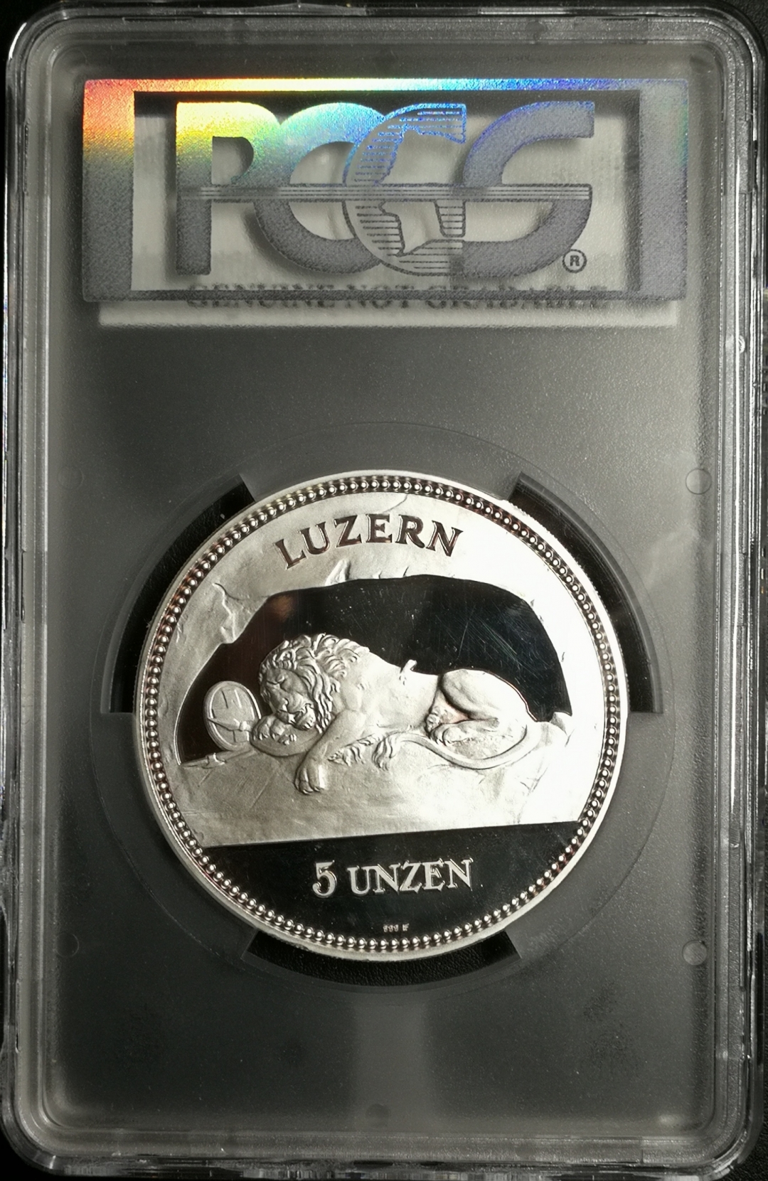 凡希社世界钱币微拍第七十九期 1988瑞士5盎司大银悲伤之狮PCGS-PROOF