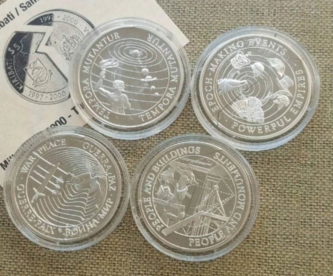 【随心拍】现代金银币拍卖第十一期 基里巴斯萨摩亚1997年千禧年银币分割币全套4枚　　　