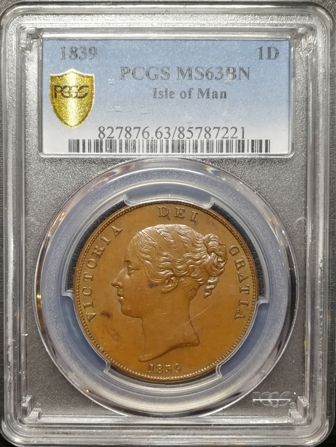 凡希社世界钱币微拍第七十九期 1839马恩岛小维便士大铜PCGS-MS63