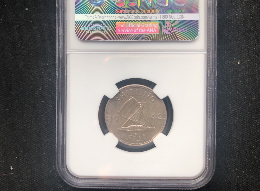 【币观天下】第五十八场拍卖【精选场】 【斐济】1942年乔治六世1先令帆船银币外国钱币