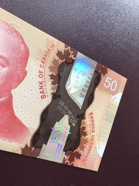 收藏联盟第八十期拍卖 加拿大2012年50元 塑料钞 号码全程无47 S/N:GHJ8960639汇率起拍