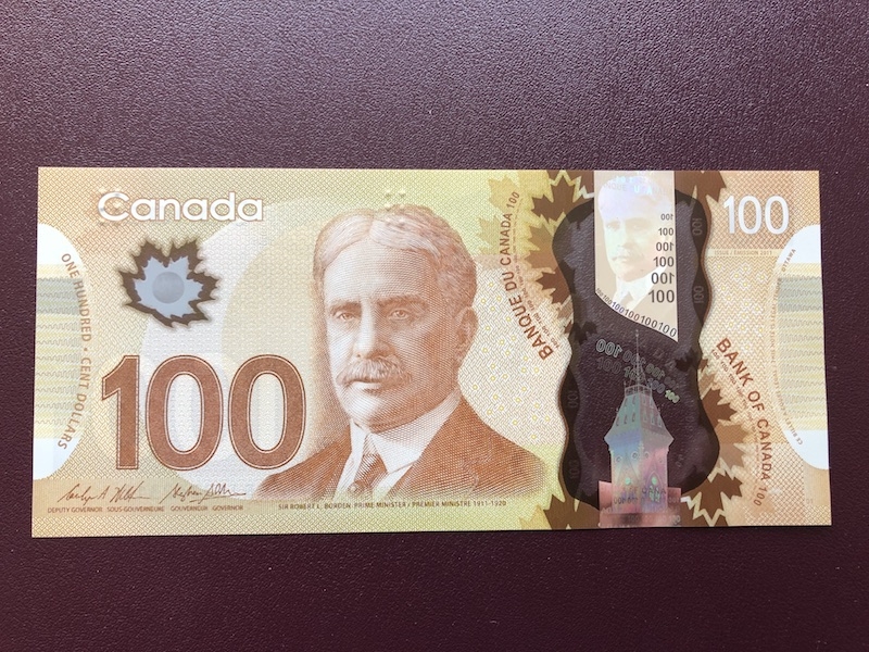 收藏联盟第八十期拍卖 加拿大2011版100元 塑料钞 S/N:GJA8242312 UNC 汇率起拍
