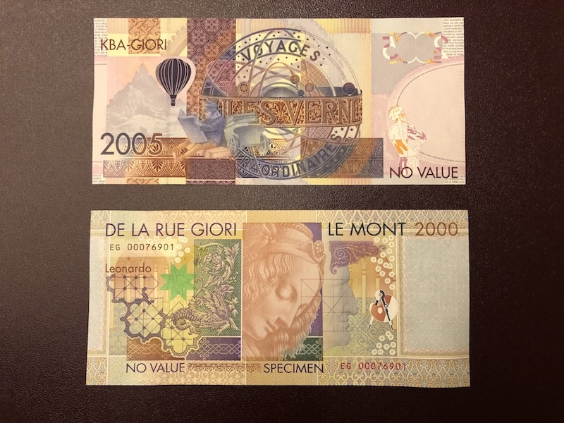 收藏联盟第八十期拍卖 德拉罗 KBA测试钞 维尔纳2005 达芬奇2000