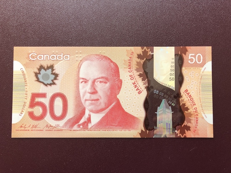 收藏联盟第八十期拍卖 加拿大2012年50元 塑料钞 号码全程无47 S/N:GHJ8960639汇率起拍