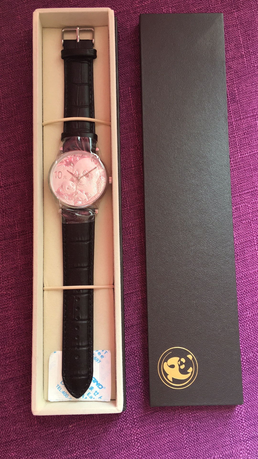 收藏联盟第八十期拍卖 上海金币投资公司2019年熊猫银币纪念手表 真皮表带