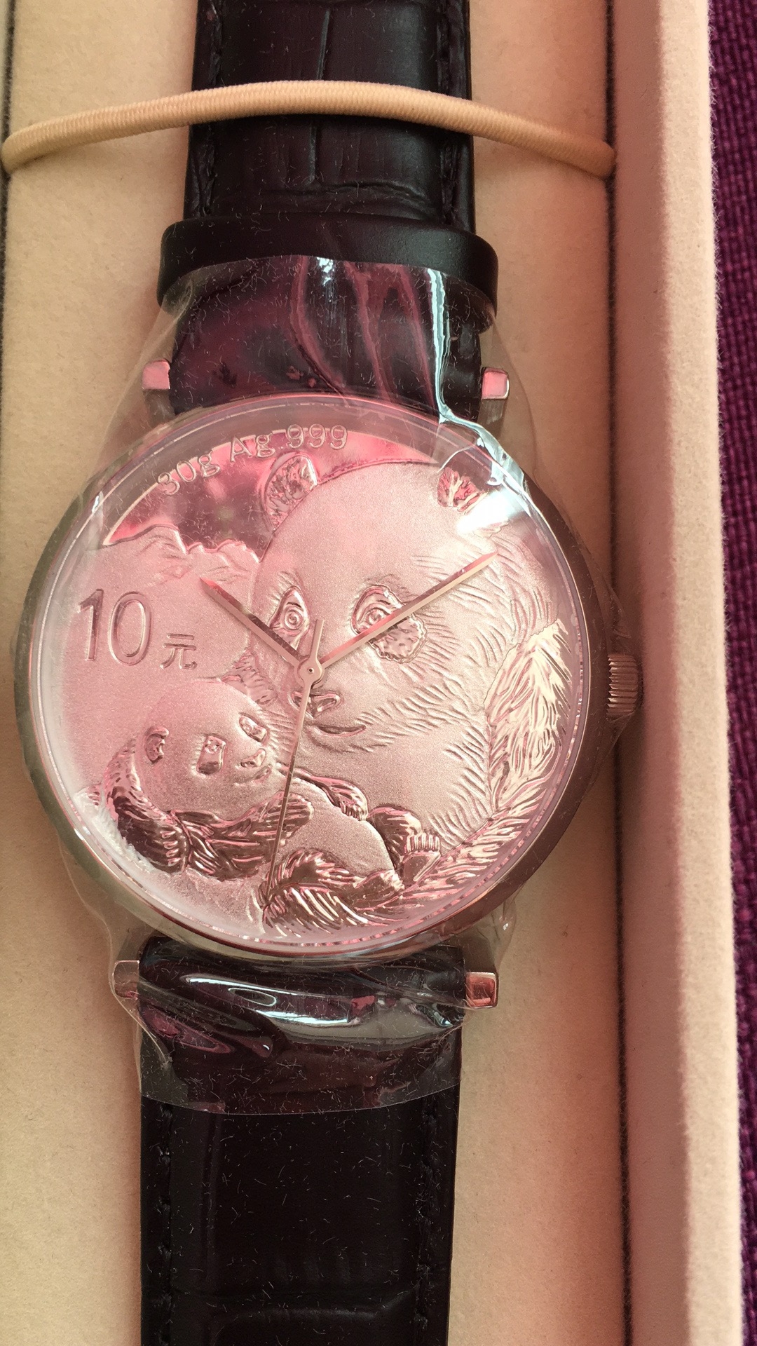 收藏联盟第八十期拍卖 上海金币投资公司2019年熊猫银币纪念手表 真皮表带