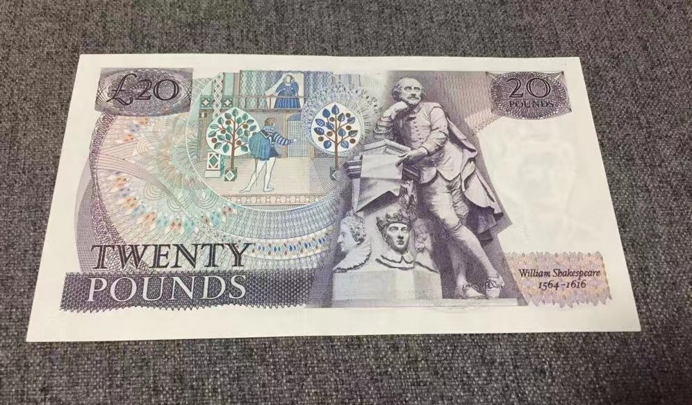 收藏联盟第八十期拍卖 英国D序列20镑 CU品 轻微软折 女王头像