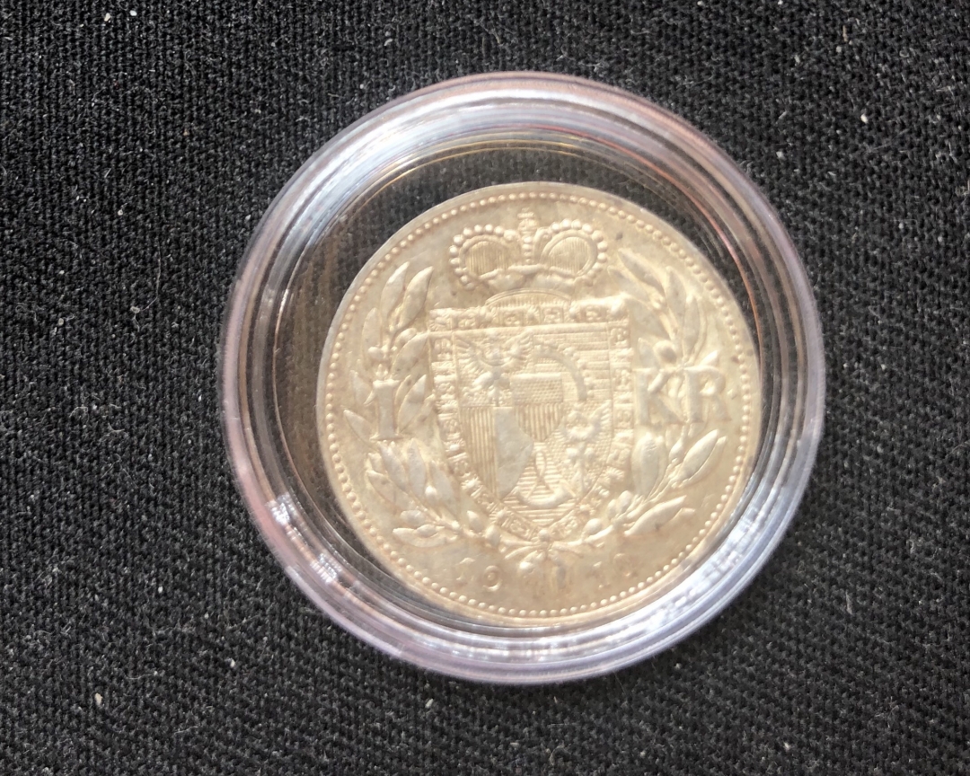 【币观天下】第六十期拍卖 【列支敦士登】1910年1克朗小银币一枚