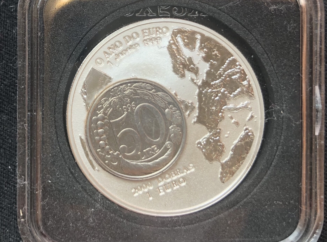 【币观天下】第六十期拍卖 【圣多美】圣多美1999年欧元启动-币中币镶嵌银币