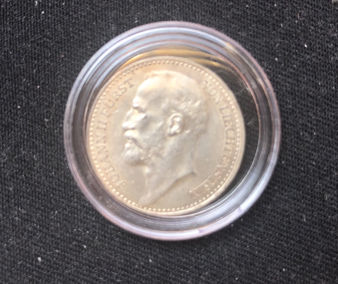 【币观天下】第六十期拍卖 【列支敦士登】1910年1克朗小银币一枚