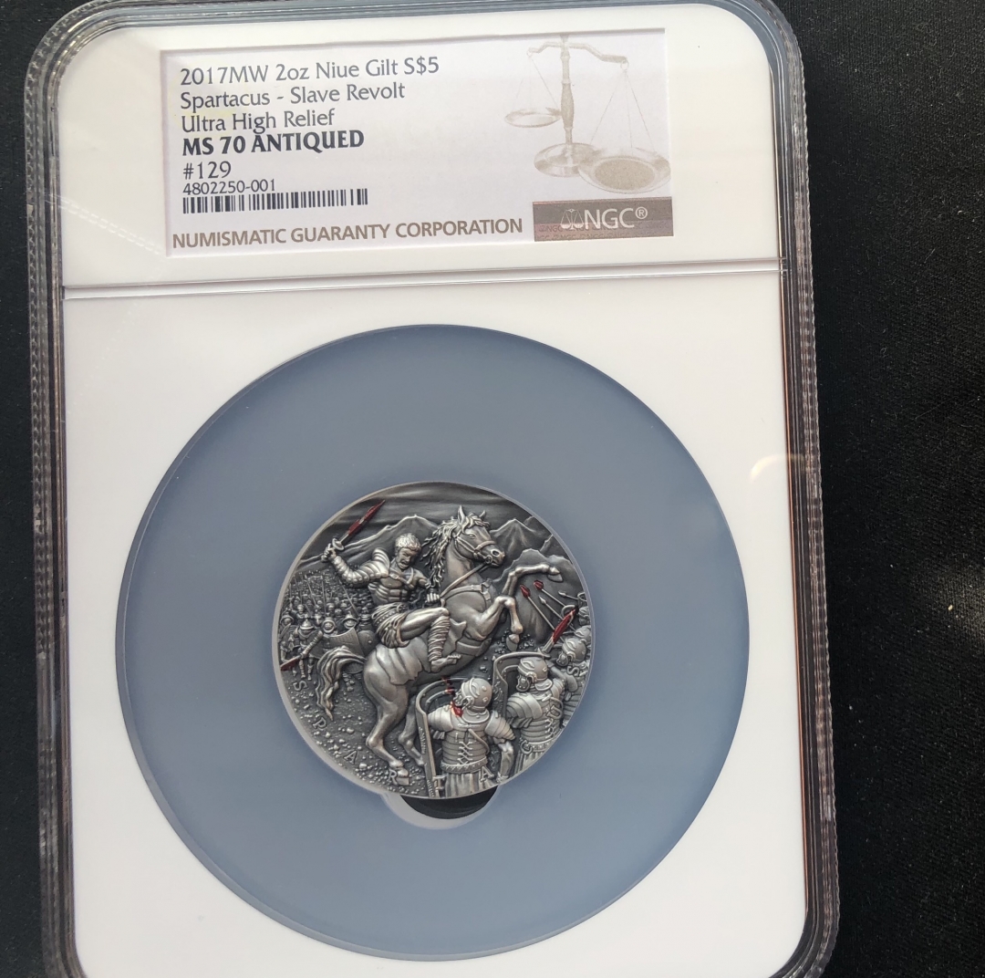 【随心拍】现代金银币拍卖第十二期 【纽埃】2017年斯巴达克斯2oz银币【系列首枚】