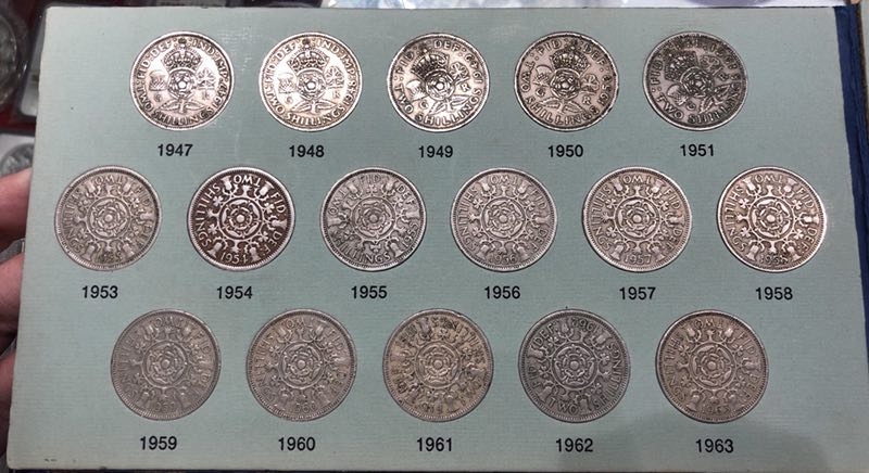 【随心拍】现代金银币拍卖第十二期 【英国】1947-1980年2先令和10便士大规格镍币一套