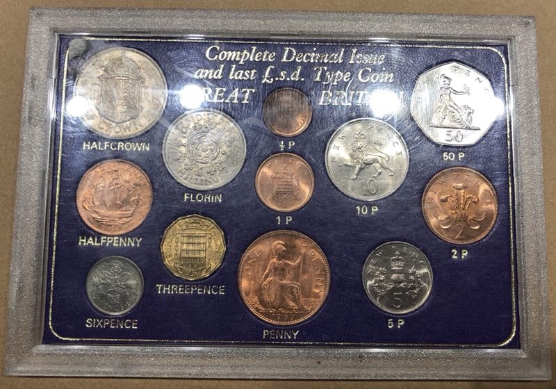 【随心拍】现代金银币拍卖第十二期 【英国】1967和1977年来面值和新面值流通币一套，BU品