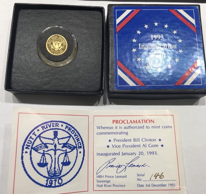 【随心拍】现代金银币拍卖第十二期 【美国】少见的赫托河公国1993美国总统纪念金币