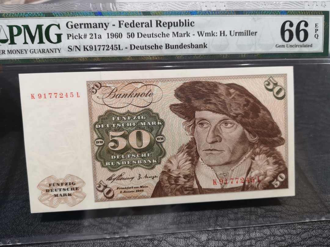 《外钞收藏家》第六十五期拍卖 西德1960年初版50马克 pmg66