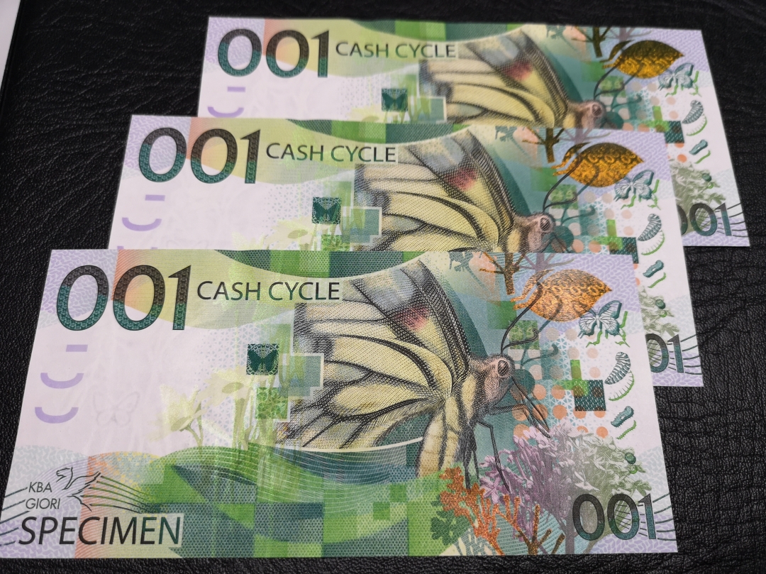 《外钞收藏家》第六十五期拍卖 蝴蝶测试钞 三张  全新unc