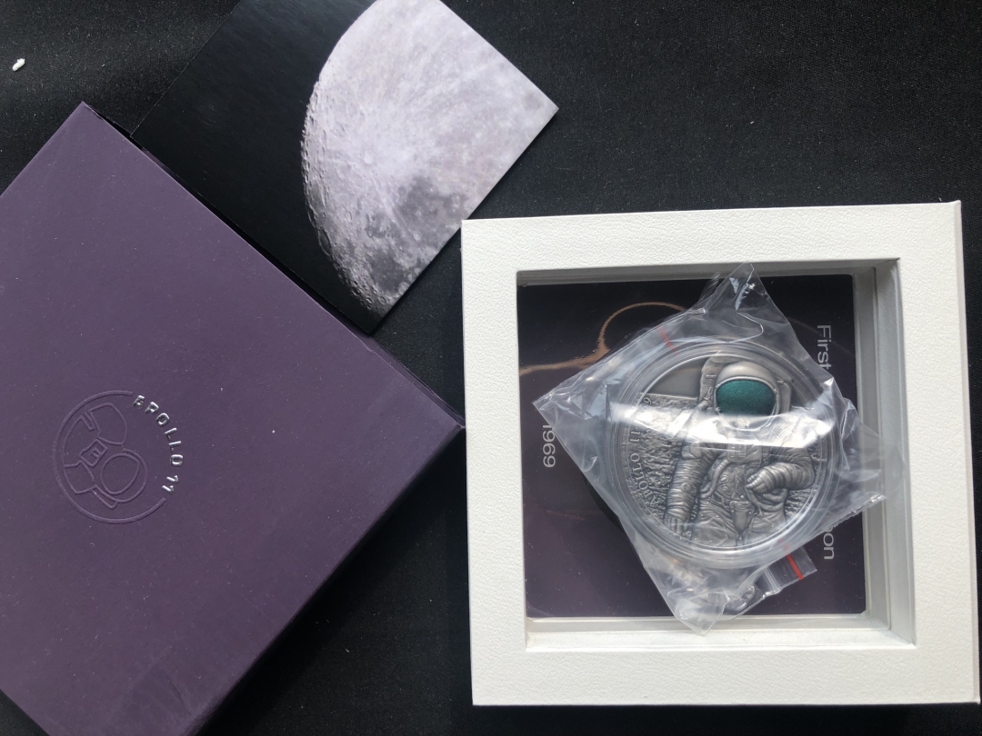 【币观天下】第六十一期拍卖 【喀麦隆】2019登月50周年纪念3oz高浮雕银币