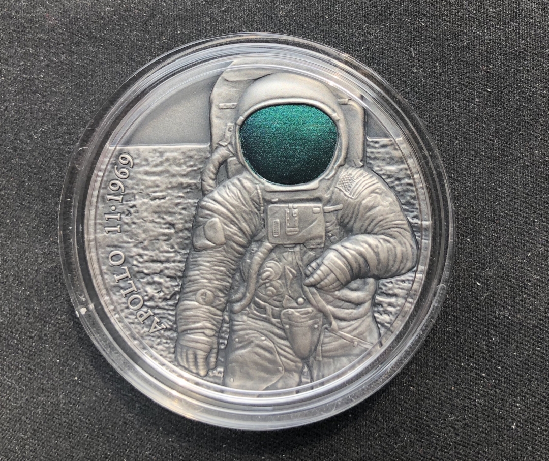 【币观天下】第六十一期拍卖 【喀麦隆】2019登月50周年纪念3oz高浮雕银币