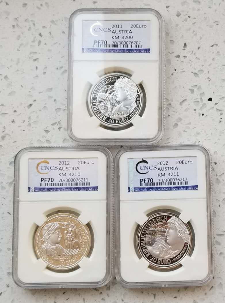 【随心拍】现代金银币拍卖第十三期 奥地利2010-2012年多瑙河罗马古迹系列20欧元银币