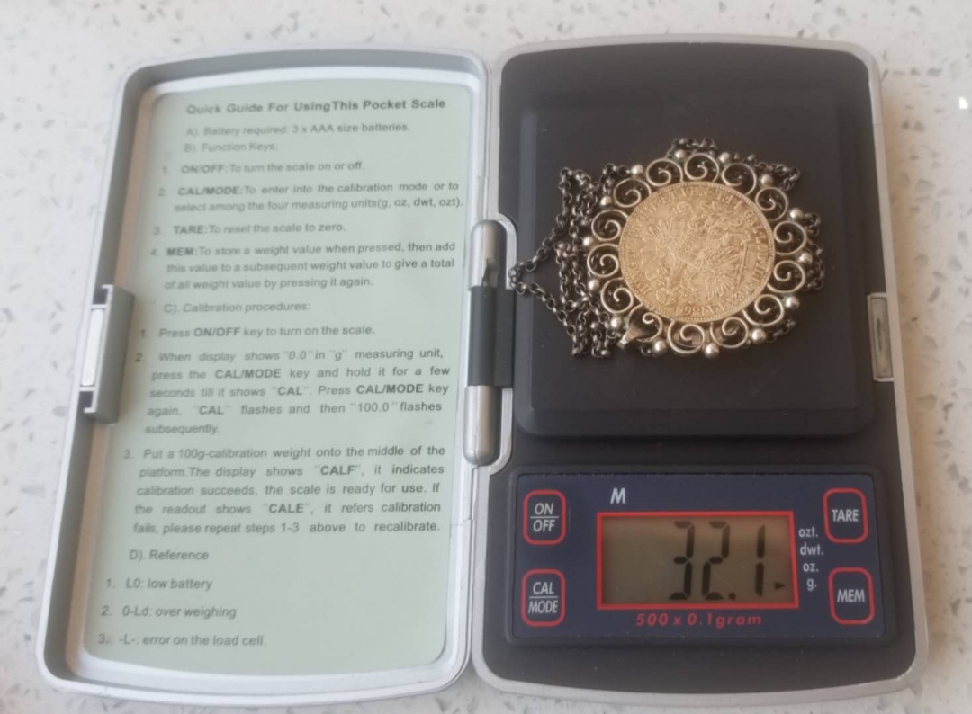 【随心拍】现代金银币拍卖第十三期 奥地利1860年1弗洛林银币老工镶边带链吊坠，保存完好，少见。