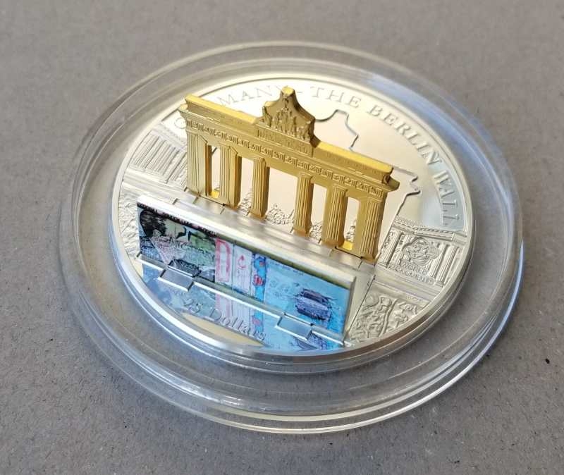 【随心拍】现代金银币拍卖第十三期 库克2009年勃兰登堡门和柏林墙双立体镶嵌银币