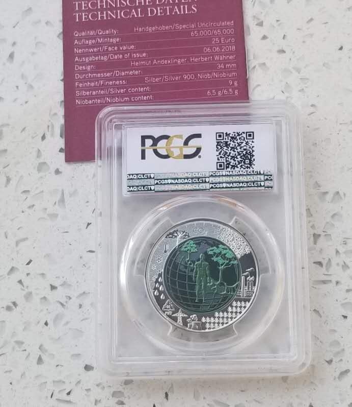 【随心拍】现代金银币拍卖第十三期 PCGS69-奥地利2018年人类世25欧元银铌双金属币