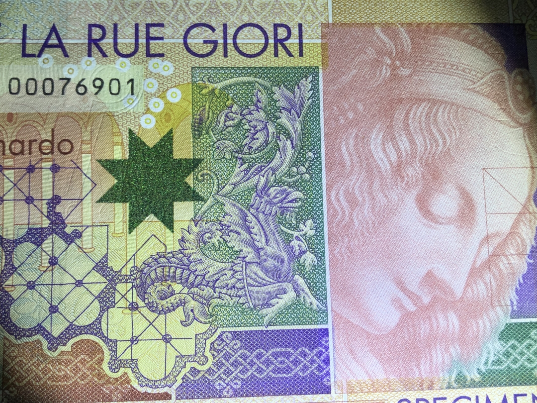 收藏联盟第八十一期拍卖 DE LA RUE GRIORI 2000 测试钞 达芬奇