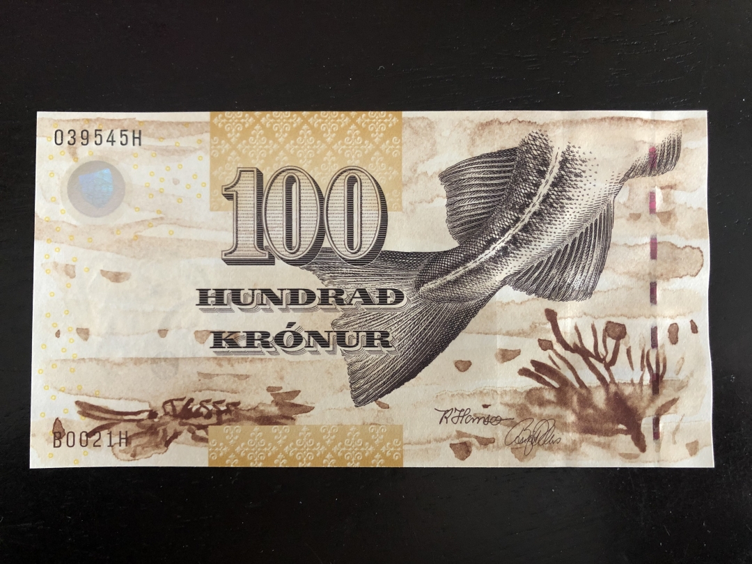 收藏联盟第八十一期拍卖 法罗群岛2002年100克朗 UNC有道浅车轮印