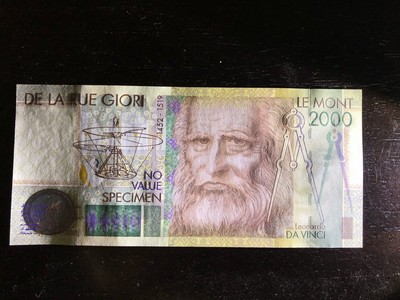 收藏联盟第八十一期拍卖 - DE LA RUE GRIORI 2000 测试钞 达芬奇