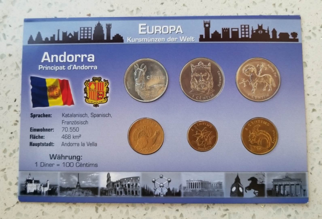 【币观天下】第六十二期拍卖 【安道尔】2002年流通币6枚精装卡币