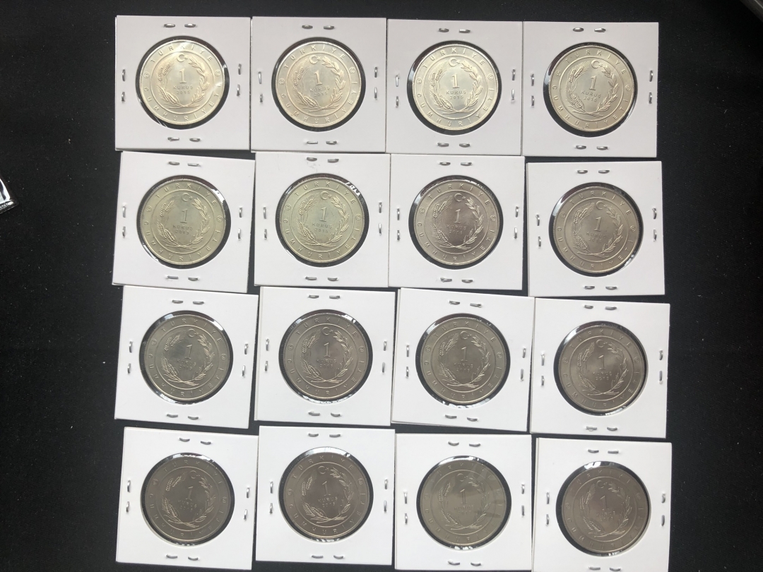 【币观天下】第六十二期拍卖 【土耳其】突厥棋子1里拉纪念币16枚