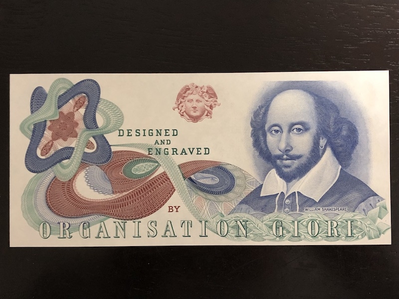 收藏联盟第八十二期拍卖 GIORI莎士比亚测试钞 UNC