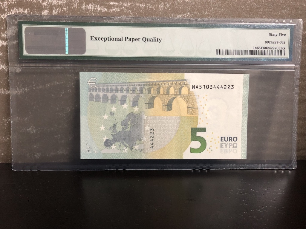 收藏联盟第八十二期拍卖 2002年5欧元 奥地利冠 PMG65E S/N:NA5103444223