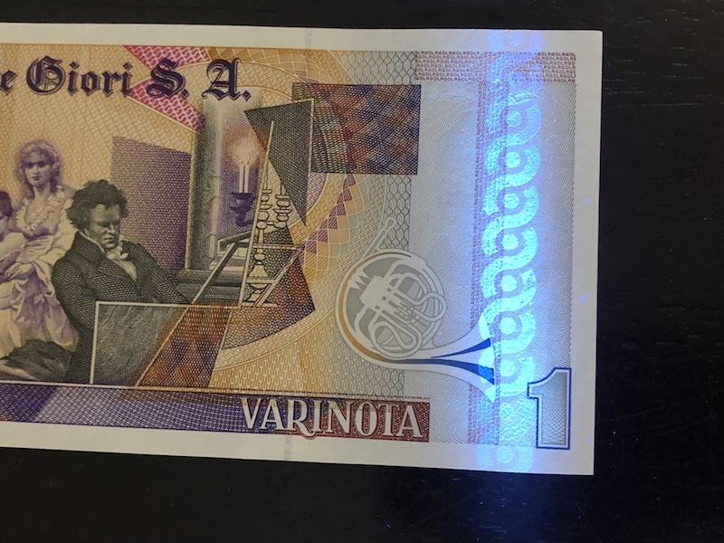 收藏联盟第八十二期拍卖 德拉罗贝多芬测试钞黑字 UNC S/N:DG008860