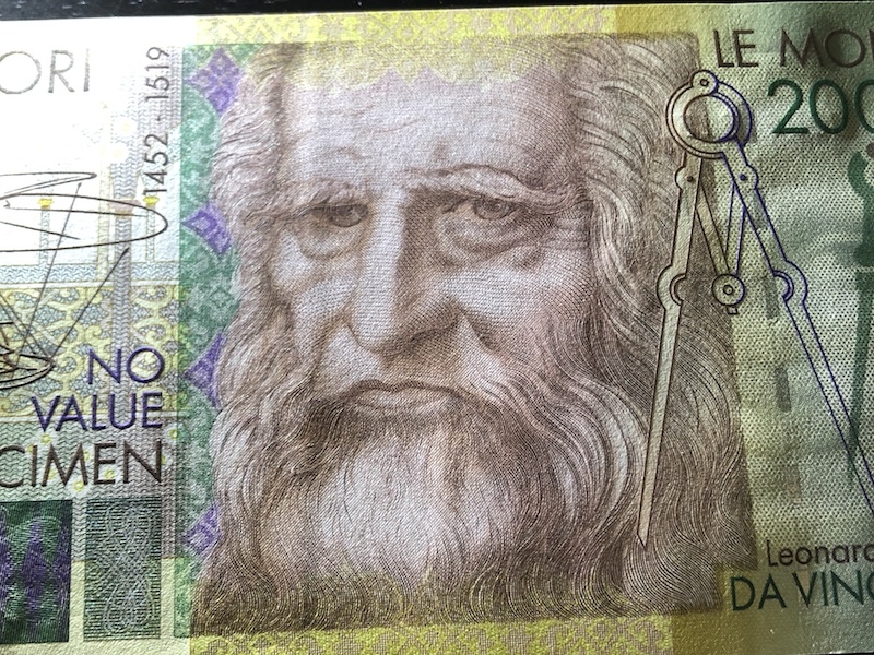 收藏联盟第八十二期拍卖 德拉罗达芬奇测试钞2000 UNC S/N:CB 00061515