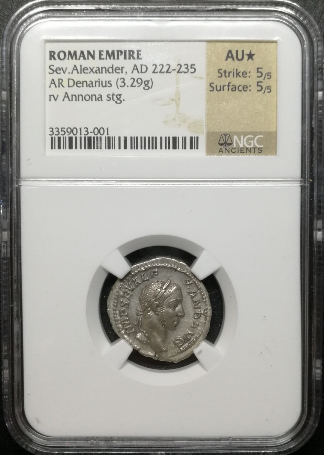 凡希社世界钱币拍卖第八十二期 古罗马亚历山大第纳尔NGC-AU*打制5表面5