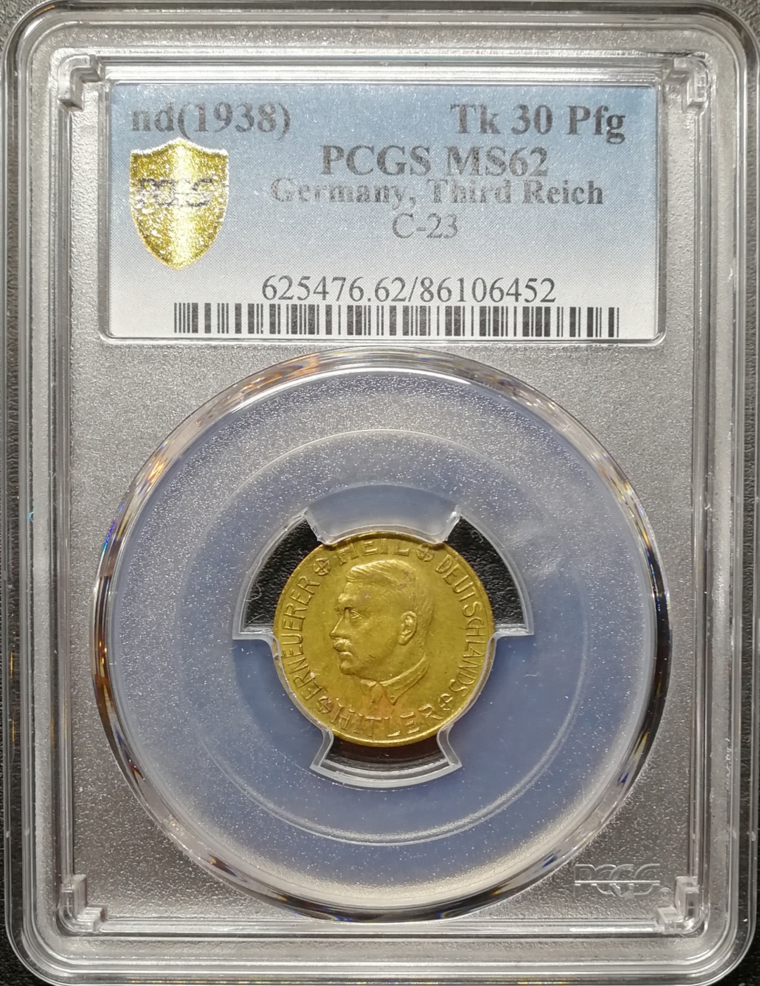 凡希社世界钱币拍卖第八十二期 1938德国元首30芬尼附捐币PCGS-MS62