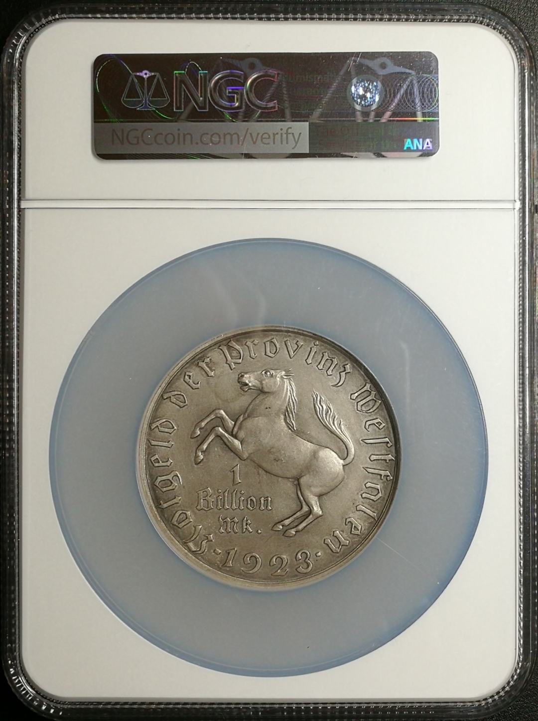 凡希社世界钱币拍卖第八十二期 稀!1923德国威斯特伐利亚一万亿大马币NGC-MS63