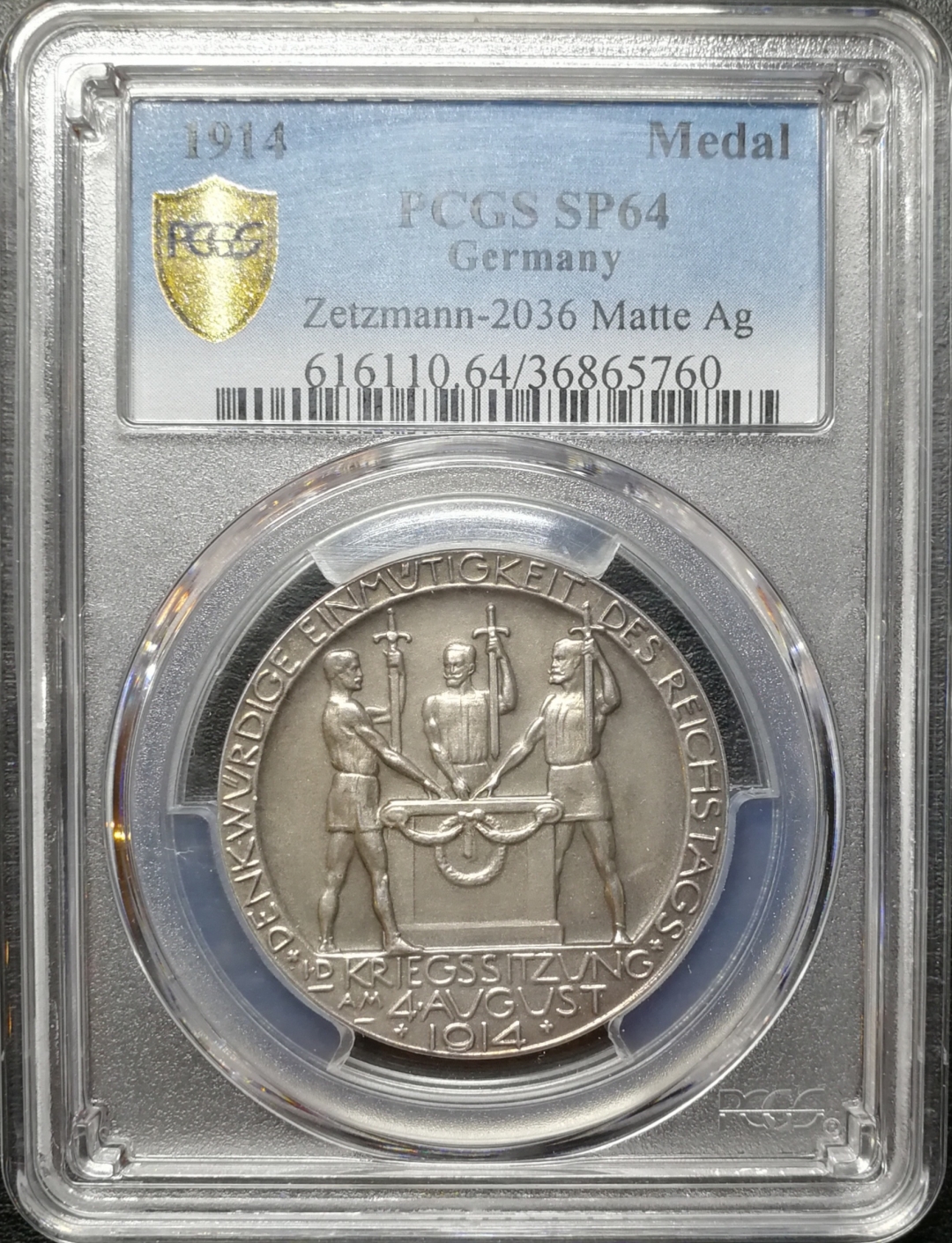 凡希社世界钱币拍卖第八十二期 1914德国一战宣战纪念银章PCGS-SP64