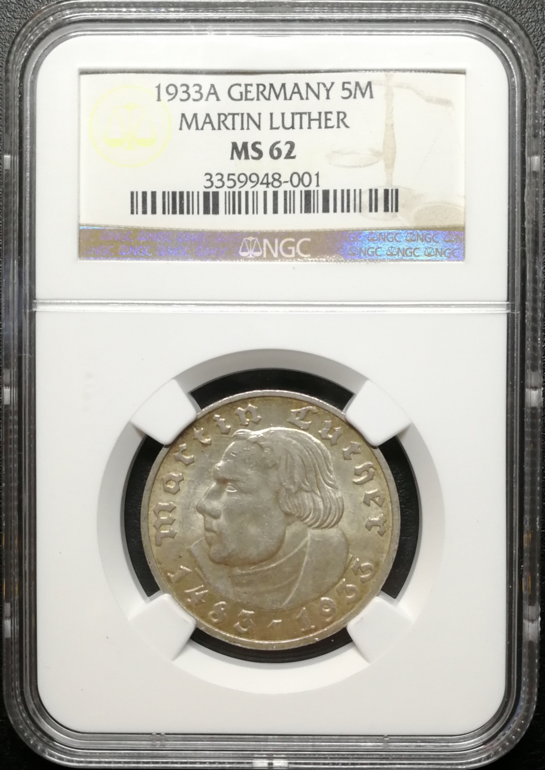 凡希社世界钱币拍卖第八十二期 1933德国路德5马克NGC-MS62
