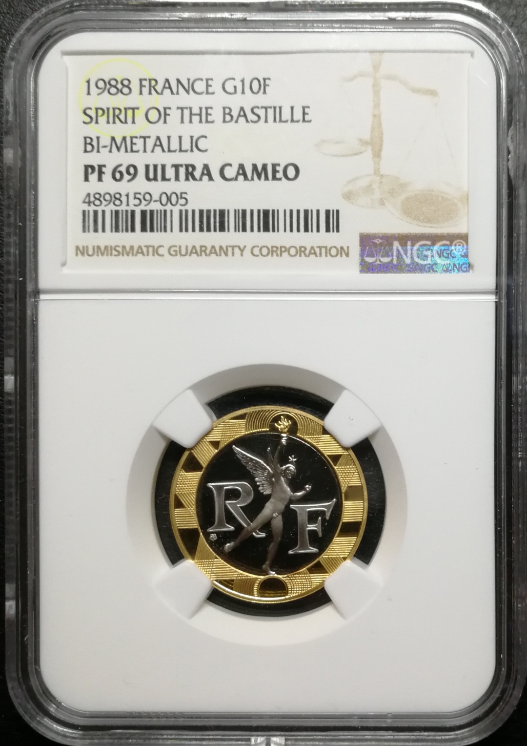 凡希社世界钱币拍卖第八十二期 1988法国巴士底狱双金属镶嵌币NGC-PF69UC