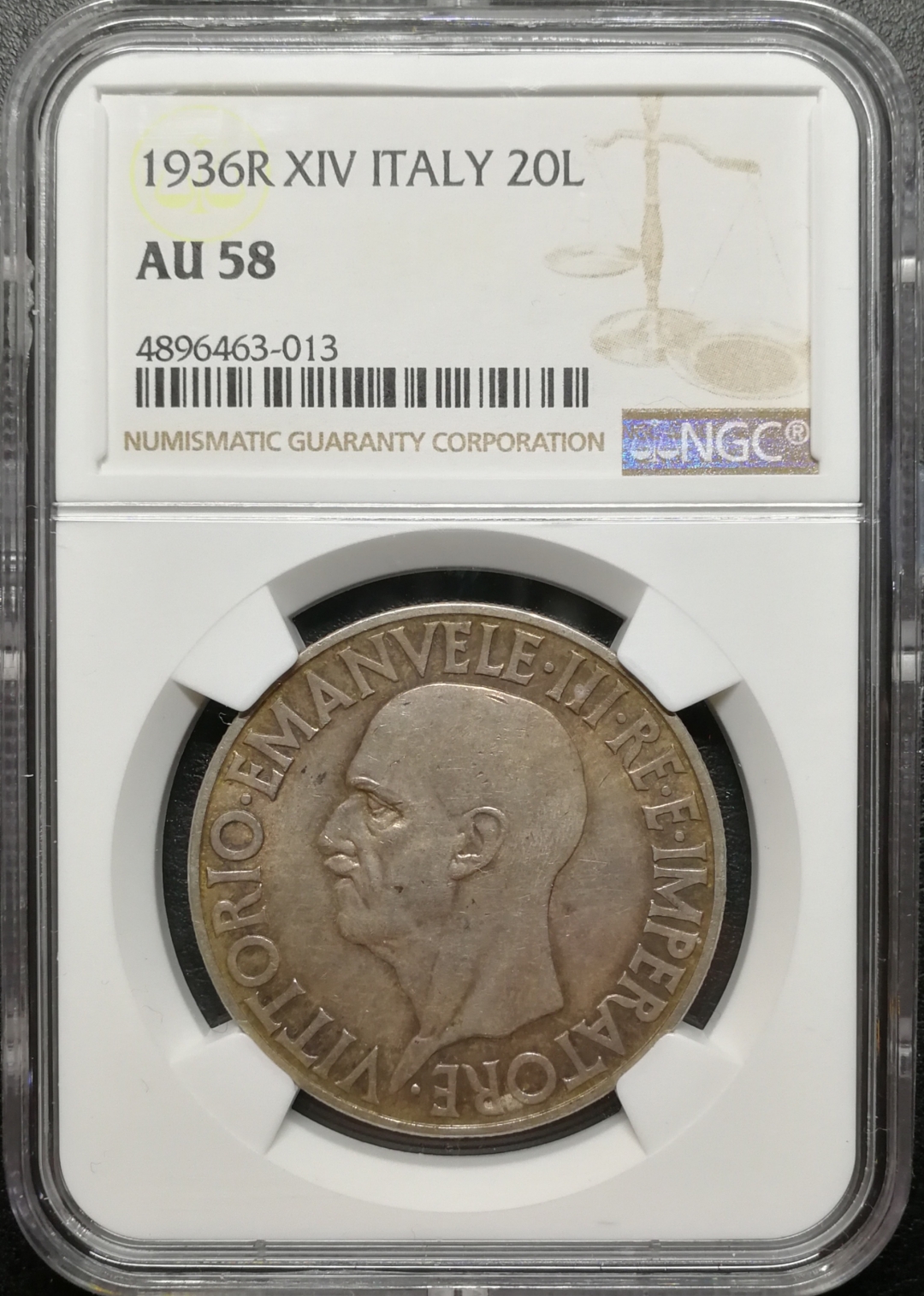 凡希社世界钱币拍卖第八十二期 1936意大利战车法西斯20里拉大银NGC-AU58