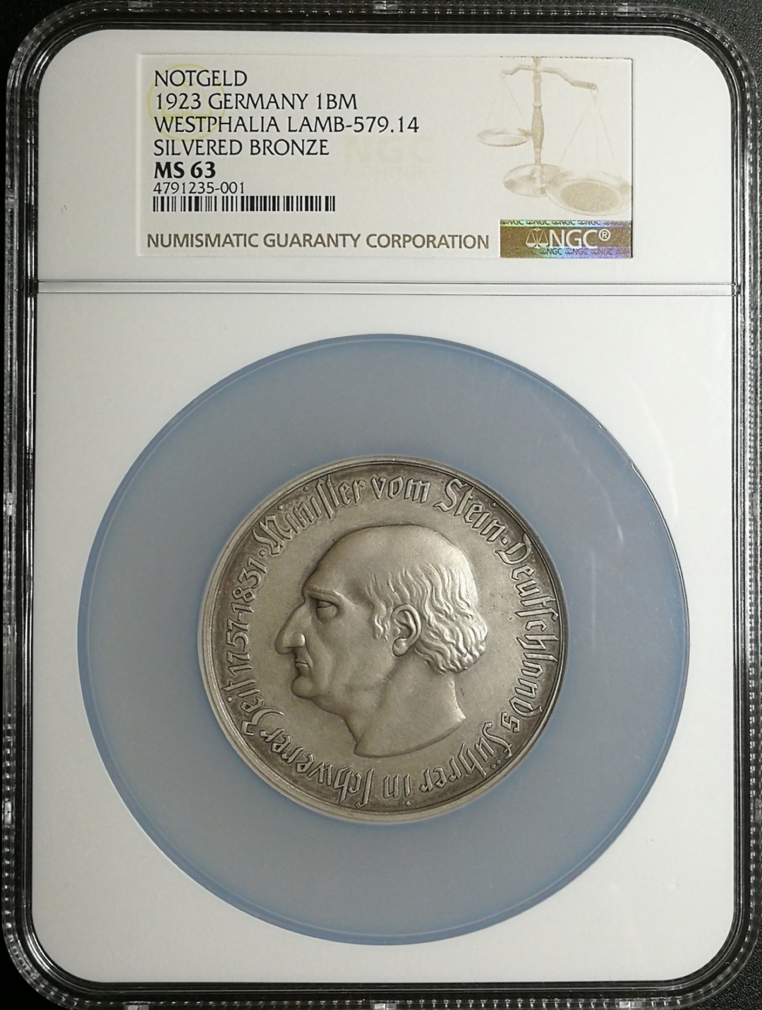 凡希社世界钱币拍卖第八十二期 稀!1923德国威斯特伐利亚一万亿大马币NGC-MS63